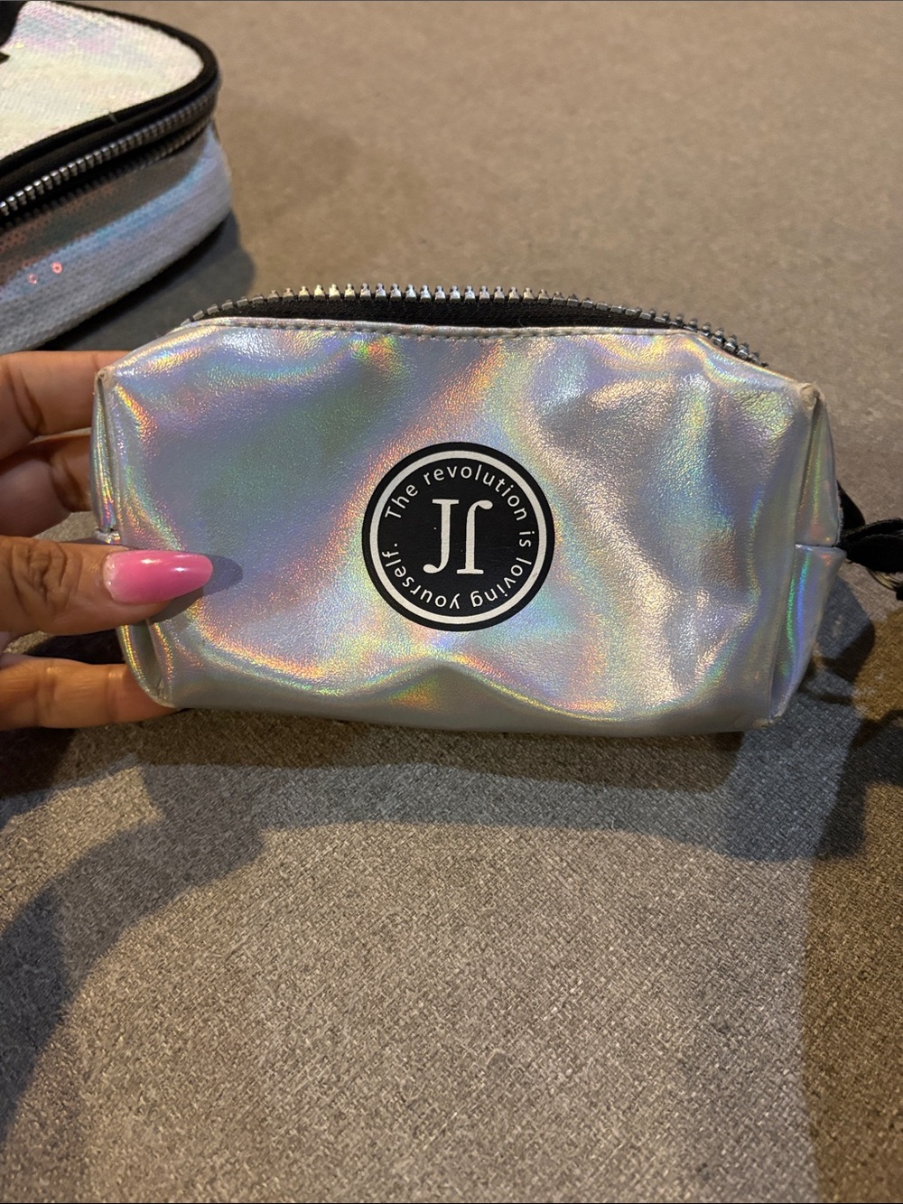 Justice Iridescent & Black Sequin Kids Backpack with lunch box and pouch Set - Picture 13 of 15
